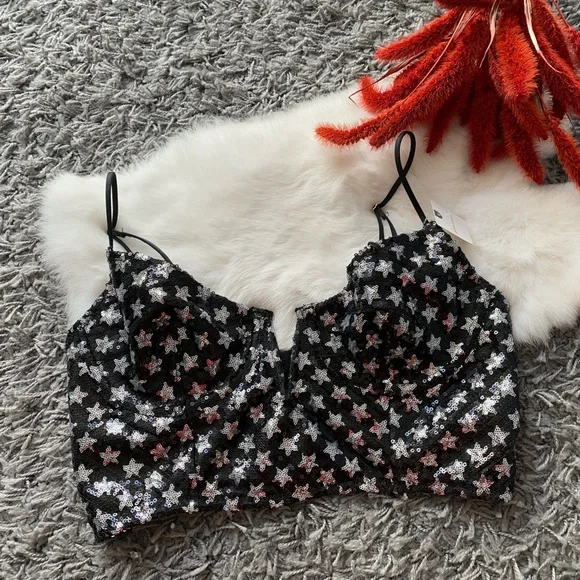 NWT Anthropologie Sequin Star Bralette - Picture 2 of 7